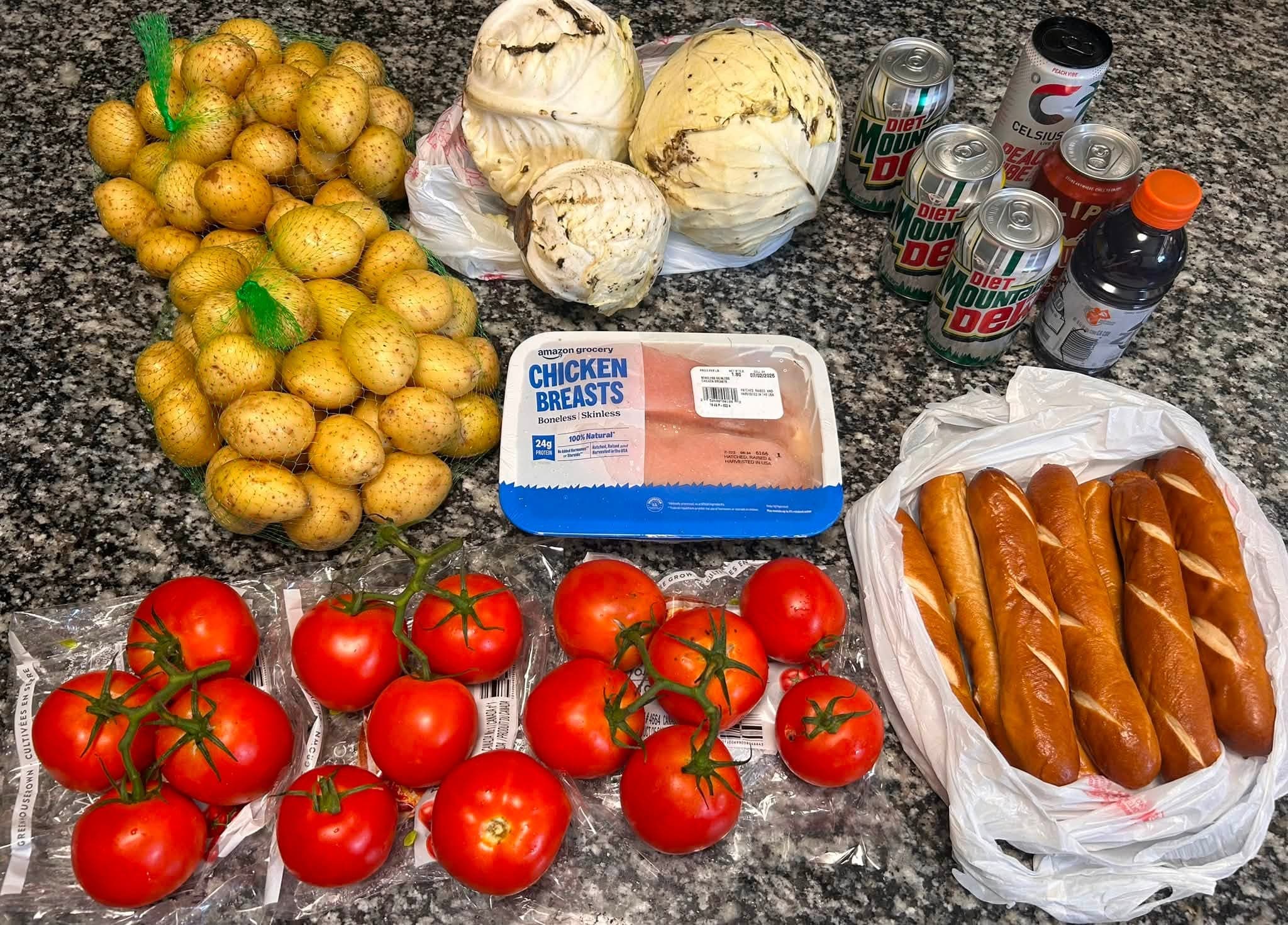Fresh vegetables and canned goods